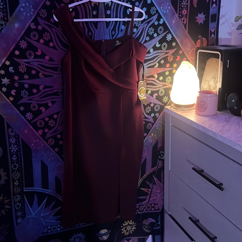 burgundy evening dress